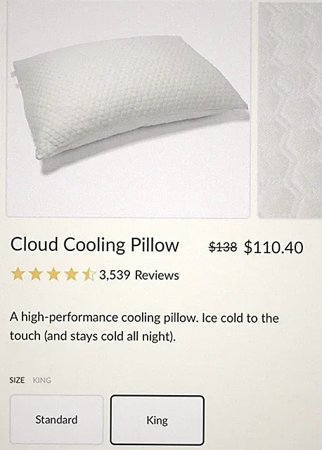 Buffy Cloud Natural Latex King Cooling Pillow 90x40x 15