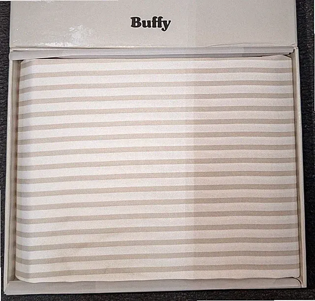 Buffy Lyocell Duvet Cover King White Beige Stripes Color #23 KG 005