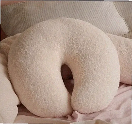 Buffy Sherpa Oversized Firm Nook Pillow In Cream Body Neck Lap 20.5x18x6 New
