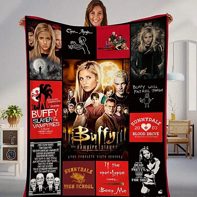 Buffy the Vampire Slayer Blanket, Buffy - friends Fleece, Sherpa Blanket